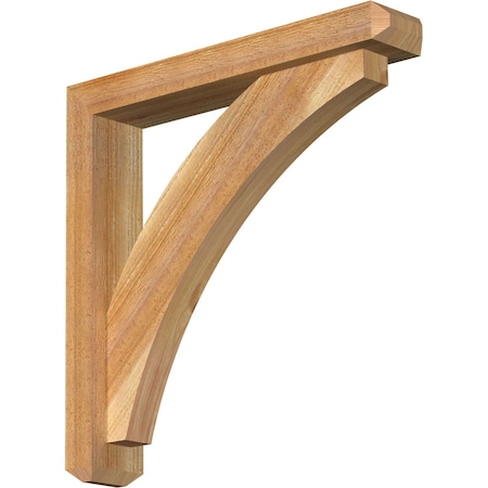Ekena Millwork Thorton Craftsman Rough Sawn Bracket w/ Offset Brace, Western Red Cedar, 4"W x 22"D x 22"H BKT0402X22X22THR04RWR